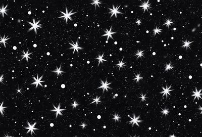 The primary subject of the image is a pattern of stars, which are scattered across a black background. The setting appears to be a night sky, with the stars creating a sense of depth and dimension. The visual style of the image is a combination of photo and digital art, as it captures the beauty of the night sky while also showcasing the intricate details of the star pattern. The colors and mood of the image are predominantly dark and moody, with the stars providing a touch of brightness and contrast against the black