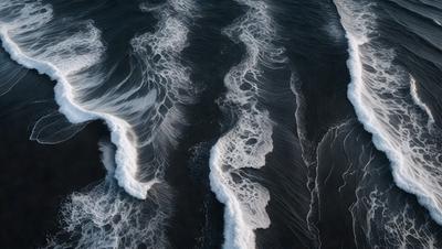 The primary subject of the image is a large wave in the ocean. The wave is crashing down, creating a powerful and dynamic scene. The setting is the ocean, with the wave being the main focus of the image. The visual style is a photo, capturing the natural beauty of the ocean and the force of the wave. The colors and mood of the image are predominantly dark, with the wave being the main source of light and energy in the scene.