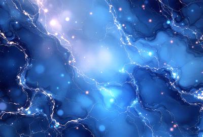 The primary subject of the image is a blue background with a pattern of bright lights, creating a visually striking and vibrant scene. The setting appears to be a space-themed environment, with the blue background suggesting a celestial or futuristic atmosphere. The visual style of the image is a combination of digital art and illustration, as it features a detailed and intricate pattern of bright lights. The colors and mood of the image are predominantly blue, with the bright lights adding a sense of energy and dynamism