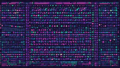 The primary subject of the image is a colorful, abstract pattern. The setting is a purple background, which adds to the overall visual style. The pattern is a combination of different colors, creating a vibrant and lively atmosphere. The image appears to be a digital art or illustration, showcasing the artist's creativity and skill in designing intricate patterns.