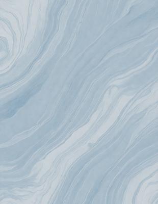The primary subject of the image is a blue and white marbled tile. The setting is a bathroom, as the tile is placed on a wall. The visual style is a close-up of the tile, showcasing its intricate design. The dominant colors are blue and white, creating a calm and soothing atmosphere.