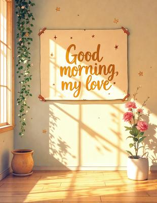 Good morning my love poster on a wall.