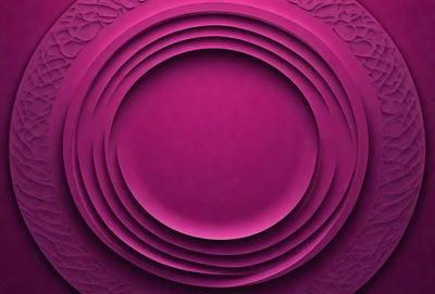 The primary subject of the image is a purple plate with a circular design. The plate is placed on a pink surface, which adds a contrasting color to the scene. The visual style of the image is a combination of photo and digital art, creating a unique and eye-catching design. The dominant colors in the image are purple and pink, giving the scene a warm and inviting atmosphere.