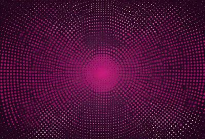 The primary subject of the image is a large, pink, circular pattern with a purple background. The pattern is composed of many small circles, creating a visually striking and intricate design. The setting appears to be a digital art or illustration, as the pattern is well-defined and the colors are vibrant. The overall atmosphere of the image is lively and engaging, with the pink and purple hues evoking a sense of warmth and energy.