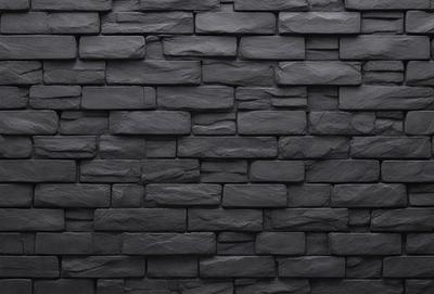 The primary subject of the image is a black brick wall. The setting is a dark room, and the visual style is a close-up of the brick wall. The colors and mood of the image are predominantly dark and moody, with the black brick wall being the main focus.