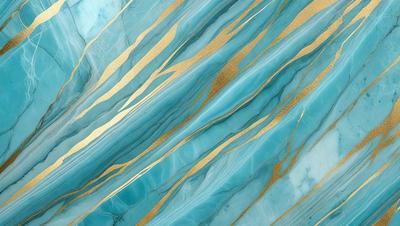 The primary subject of the image is a blue and gold marbled wallpaper. The setting is a room with a blue and gold marbled wallpapered wall. The visual style is a close-up of the wallpaper, showcasing its intricate design. The colors and mood of the image are predominantly blue and gold, creating a luxurious and elegant atmosphere.