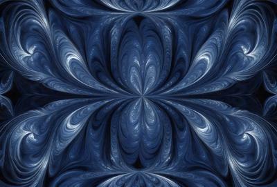The primary subject of the image is a blue and white swirling pattern, which appears to be a digital art or illustration. The setting is a blue background, and the visual style is a combination of digital art and illustration. The dominant colors are blue and white, creating a calm and soothing atmosphere.