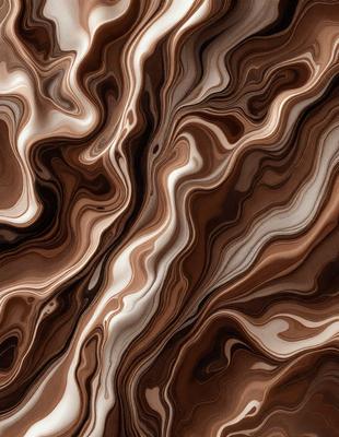 The primary subject of the image is a close-up of a brown and white marbled surface, which appears to be a piece of wood. The setting is a natural environment, with the marbled surface being the main focus of the image. The visual style is a close-up, which emphasizes the intricate patterns and textures of the marbled surface. The colors and mood of the image are predominantly brown and white, giving it a natural and earthy feel.