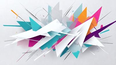 The primary subject of the image is a colorful, abstract artwork featuring a mix of blue, white, and orange colors. The setting is a white background, which provides a clean and minimalist appearance. The visual style is a combination of digital art and illustration, creating a unique and eye-catching design. The overall atmosphere is vibrant and energetic, with the colors and patterns creating a sense of movement and dynamism.