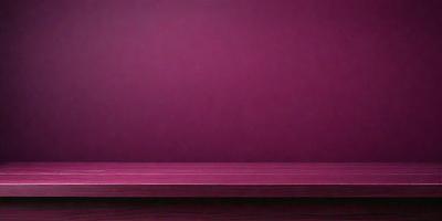 The primary subject of the image is a wooden bench with a purple surface. The setting is a purple wall, which serves as the background. The visual style is a photo, capturing the wooden bench and the purple wall. The colors and mood of the image are predominantly purple, creating a calm and serene atmosphere.