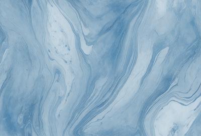 The primary subject of the image is a blue and white marbled wallpaper. The setting is a bathroom, as indicated by the presence of a blue and white marbled wallpaper. The visual style is a digital art, as the image is a close-up of the marbled wallpaper. The dominant colors are blue and white, creating a calm and soothing atmosphere.