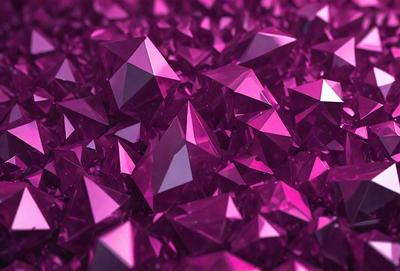 The primary subject of the image is a large pink crystal or gemstone. The setting is a pink background, which creates a visually striking contrast with the crystal. The visual style is a close-up of the crystal, showcasing its unique texture and color. The colors and mood of the image are predominantly pink, giving it a warm and vibrant atmosphere.