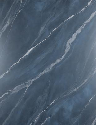 The primary subject of the image is a marble countertop with a blue and white pattern. The setting is a kitchen, and the visual style is a photo. The countertop has a blue and white marble pattern, and the overall atmosphere is elegant and sophisticated.