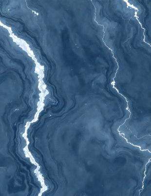 The primary subject of the image is a blue and white marble pattern. The setting is a blue background, and the visual style appears to be a photo. The dominant colors are blue and white, creating a calm and serene atmosphere.