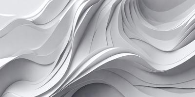 The primary subject of the image is a large, white, and curved paper sculpture. The setting is a white background, which highlights the paper sculpture. The visual style is a combination of digital art and illustration, as the paper sculpture appears to be a digital creation. The colors and mood of the image are predominantly white, giving it a clean and minimalist appearance.