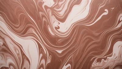 The primary subject of the image is a brown and white marbled wallpaper with a swirling pattern. The setting is a room with the wallpaper as the main focus. The visual style is a close-up of the wallpaper, showcasing its intricate design. The colors and mood of the image are warm and inviting, with the brown and white colors creating a sense of depth and texture.