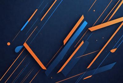 The primary subject of the image is a blue and orange geometric pattern. The setting is a blue background, and the visual style appears to be a digital art or illustration. The dominant colors are blue and orange, creating a vibrant and energetic atmosphere.