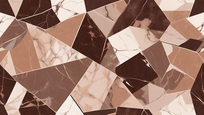 The primary subject of the image is a marble tile pattern. The setting is a marble tile floor, and the visual style is a close-up of the tile pattern. The colors and mood of the image are predominantly brown and white, giving it a natural and elegant appearance.