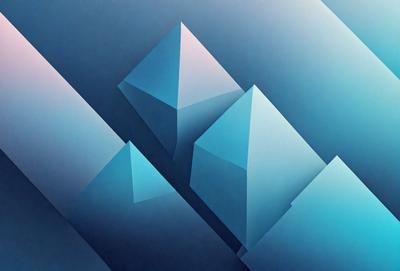 The primary subject of the image is a blue and white geometric pattern, which appears to be a digital art or illustration. The setting is a blue background, and the visual style is a combination of digital art and illustration. The dominant colors are blue and white, creating a calm and soothing atmosphere.