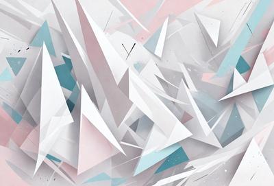 The primary subject of the image is a white and blue geometric pattern. The setting is a white background, and the visual style is a combination of digital art and illustration. The dominant colors are white and blue, creating a clean and modern atmosphere.