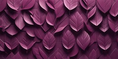 The primary subject of the image is a purple wall with a pattern of leaves. The setting is a room with a purple wall, and the visual style is a digital art or illustration. The dominant colors are purple and pink, creating a calm and soothing atmosphere.