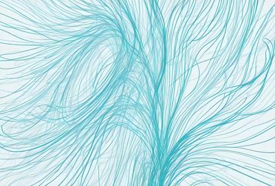 The primary subject of the image is a blue and white swirl pattern. The setting is a blue background, and the visual style appears to be a digital art or illustration. The dominant colors are blue and white, creating a calm and soothing atmosphere.