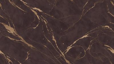 The primary subject of the image is a marble wall with a gold-colored design. The setting is a room with a brown color scheme. The visual style is a close-up of the marble wall, showcasing the intricate gold design. The colors and mood of the image are warm and elegant, with the gold accents adding a touch of luxury to the marble wall.
