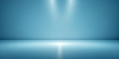 The primary subject of the image is a bright light shining on a blue wall. The light appears to be coming from a spotlight, creating a dramatic effect on the wall. The setting is a room with a blue background, which adds to the overall atmosphere of the scene. The visual style of the image is a combination of a photo and digital art, as it captures the light's reflection on the wall and the blue background. The colors and mood of the image are predominantly blue, creating a calm and serene