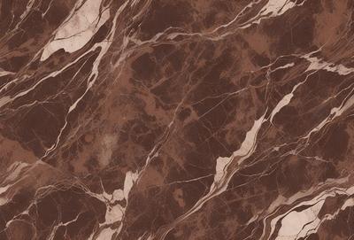 The primary subject of the image is a marble surface with a brown and white pattern. The setting is a room with a brown and white marble wall, which adds to the overall atmosphere. The visual style is a close-up of the marble surface, showcasing its intricate pattern. The colors and mood of the image are warm and earthy, with the brown and white marble creating a sense of sophistication and elegance.