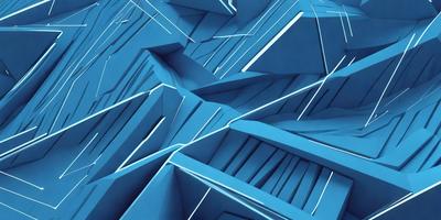 The primary subject of the image is a blue, three-dimensional structure with a unique design. The setting is a blue background, which complements the blue structure. The visual style is a combination of digital art and illustration, creating a striking and intricate design. The colors and mood of the image are predominantly blue, giving it a calm and serene atmosphere.