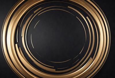 The primary subject of the image is a gold circle with a black background. The setting is a dark background, and the visual style appears to be a digital art or illustration. The dominant colors are gold and black, creating a contrasting and visually striking appearance.