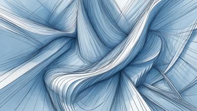 The primary subject of the image is a blue, swirling, and curling pattern. The setting is a blue background, and the visual style is a combination of digital art and illustration. The colors and mood of the image are predominantly blue, creating a sense of calmness and tranquility.