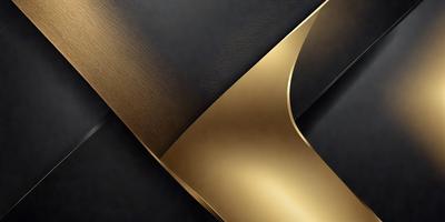 The primary subject of the image is a gold and black leather piece, which appears to be a piece of furniture or a decorative item. The setting is a black background, which contrasts with the gold and black leather piece. The visual style is a close-up of the leather piece, showcasing its details. The colors and mood of the image are predominantly black and gold, giving it a luxurious and elegant appearance.