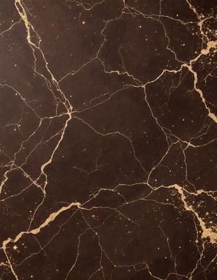 The primary subject of the image is a marble-like surface with a gold-like pattern. The setting is a room with a brown background. The visual style is a close-up of the marble-like surface, which gives it a textured and intricate appearance. The colors and mood of the image are warm and luxurious, with the gold-like pattern adding a touch of sophistication and elegance.