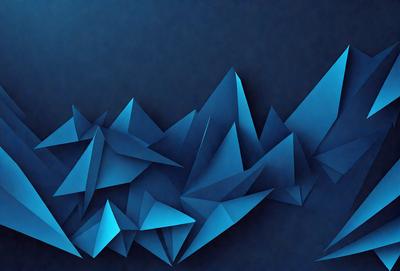 The primary subject of the image is a blue mountain range, which is the main focus of the scene. The setting is a dark blue background, creating a dramatic contrast with the mountain range. The visual style is a digital art or illustration, as the mountain range is depicted in a geometric and abstract manner. The dominant colors are blue and black, giving the image a moody and dramatic atmosphere.