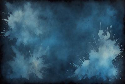 The primary subject of the image is a blue background with white splatters, creating a visually striking scene. The setting appears to be a dark, moody environment, possibly a night sky. The visual style of the image is a combination of digital art and illustration, with the white splatters giving it a unique and artistic appearance. The dominant colors in the image are blue and white, creating a sense of depth and contrast.