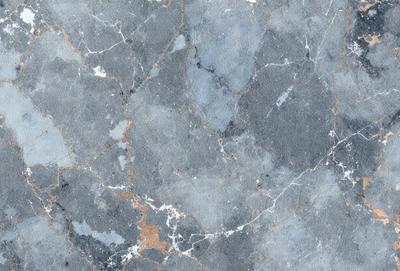 The image features a blue marble wall with a pattern of white and brown spots. The wall appears to be made of stone, giving it a natural and textured appearance. The primary subject of the image is the marble wall, which serves as the main focus of the scene. The setting is indoors, likely in a room or a building with a stone or marble theme. The visual style of the image is a close-up of the marble wall, showcasing its unique pattern and texture. The colors and m
