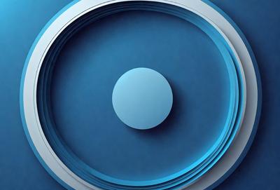The primary subject of the image is a blue circle with a white center. The setting is a blue background, and the visual style appears to be a digital art or illustration. The dominant colors are blue and white, creating a calm and serene atmosphere.