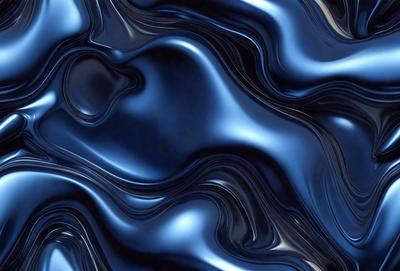 The primary subject of the image is a blue, swirling, and flowing pattern. The setting is a dark background, which contrasts with the blue pattern. The visual style is a digital art or illustration, creating a dynamic and captivating scene. The dominant colors are blue and black, giving the image a calm and serene atmosphere.