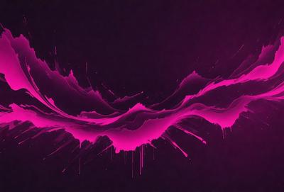The primary subject of the image is a pink and purple painting or drawing, featuring a wave-like design. The setting is a dark background, which contrasts with the vibrant colors of the painting. The visual style appears to be a combination of digital art and illustration, creating a unique and eye-catching piece. The dominant colors are pink and purple, giving the image a warm and inviting atmosphere.