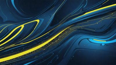 The primary subject of the image is a blue and yellow swirl pattern. The setting is a dark blue background, which contrasts with the bright colors of the swirl pattern. The visual style appears to be a digital art or illustration, as the swirl pattern is intricately detailed and the colors are vibrant. The overall atmosphere of the image is dynamic and energetic, with the swirl pattern evoking a sense of movement and flow.