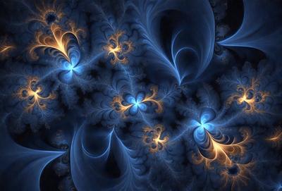 The primary subject of the image is a blue and yellow swirling pattern, which appears to be a digital art or illustration. The setting is a dark background, which contrasts with the vibrant colors of the swirling pattern. The visual style suggests that the image is a creative and artistic representation of a swirling design. The dominant colors are blue and yellow, creating a lively and energetic atmosphere.