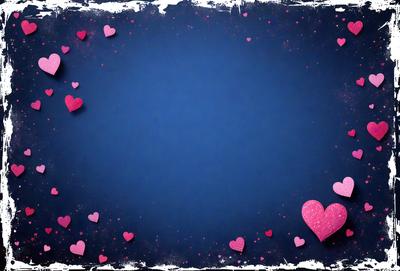 The primary subject of the image is a blue background with a few pink hearts scattered around it. The setting appears to be a digital art or illustration, as the hearts are placed in a pattern and the overall atmosphere is playful and lighthearted. The colors used in the image are predominantly blue and pink, creating a visually appealing and cheerful scene.