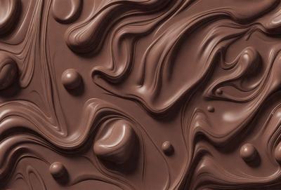 The primary subject of the image is a close-up of a chocolate cake with a swirled pattern. The cake appears to be a chocolate mousse cake, and the swirls are created by the chocolate frosting. The setting is a kitchen, and the visual style is a close-up photo of the cake. The colors and mood of the image are predominantly brown, with the chocolate cake and frosting creating a rich and indulgent atmosphere.