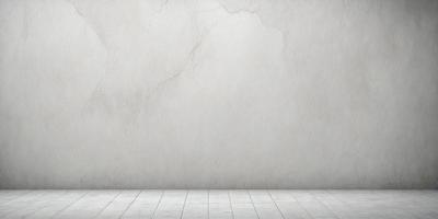 The primary subject of the image is a white wall with a large crack in it. The setting is a room with a wooden floor. The visual style is a photo, and the colors and mood are predominantly white, giving the image a clean and minimalist appearance.