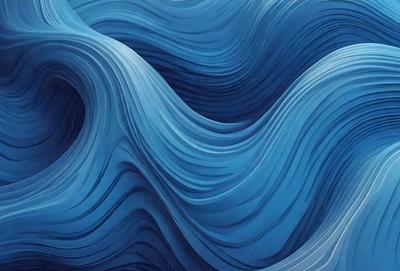 The primary subject of the image is a blue wave, which is the main object, scene, or focus of the image. The setting or background is a blue ocean, and the visual style is a digital art or illustration. The dominant colors and overall atmosphere are blue and calming, creating a serene and peaceful mood.