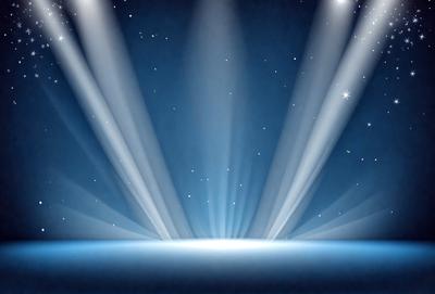The primary subject of the image is a bright light source, possibly a spotlight or a light bulb, shining in a dark blue sky. The setting is a night sky, with the light source illuminating the area. The visual style of the image is a digital art or illustration, as it appears to be a computer-generated or hand-drawn representation of the light source. The colors and mood of the image are predominantly dark and moody, with the bright light source contrasting against the dark blue sky