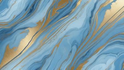 The primary subject of the image is a blue and gold swirling pattern, which appears to be a painting or a digital artwork. The setting is a blue and gold background, which complements the swirling pattern. The visual style is a mix of digital art and painting, creating a unique and eye-catching design. The colors and mood of the image are predominantly blue and gold, giving it a warm and inviting atmosphere.