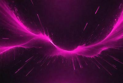 The primary subject of the image is a pink, purple, and white light streak, which appears to be a digital art or illustration. The setting is a dark background, and the visual style is a combination of digital art and illustration. The colors and mood of the image are predominantly pink and purple, creating a vibrant and energetic atmosphere.
