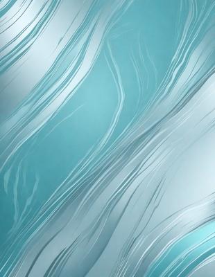 The primary subject of the image is a blue ocean with waves. The setting is the ocean, and the visual style is a digital art or illustration. The dominant colors are blue and white, creating a serene and calming atmosphere.
